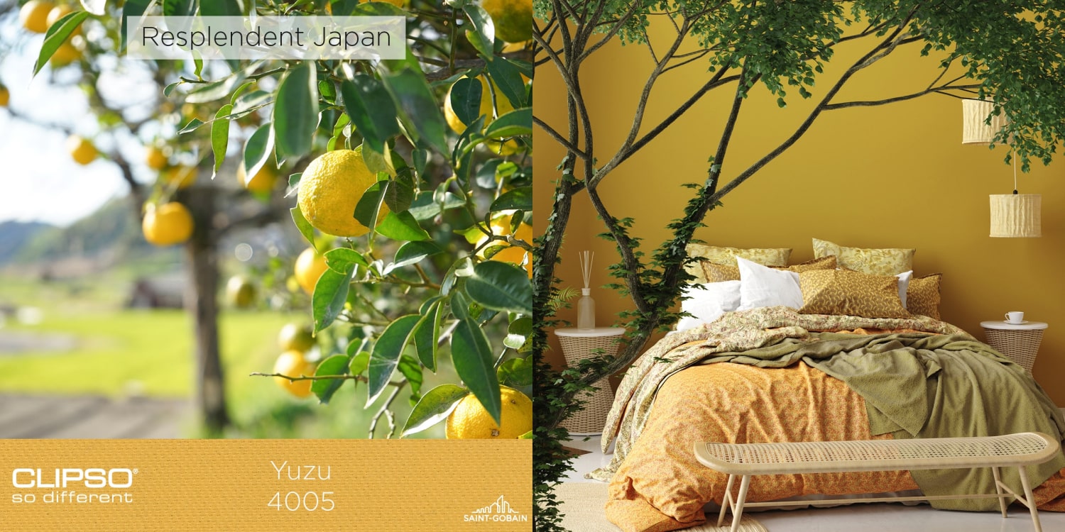 Ref. 4005 - YUZU: A bright, vibrant yellow that gives a touch of freshness and «peps» to your interior design.