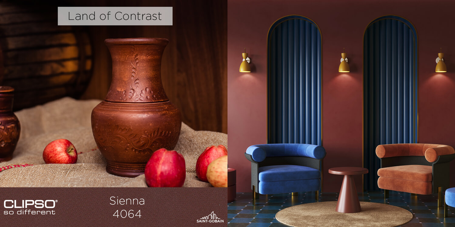 Ref. 4064 - SIENNA: A deep, Mediterranean color that reminds us of nature and creates a warm, welcoming ambience.